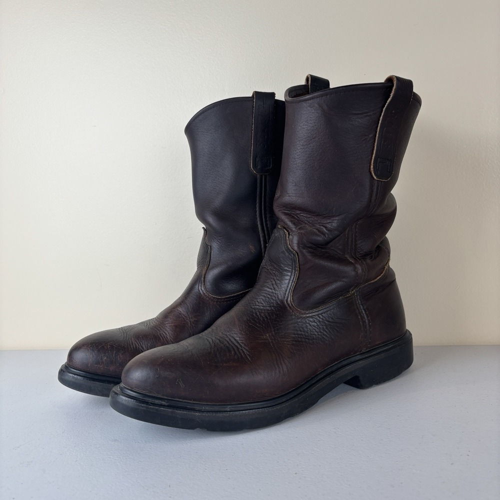 Red Wing Pecos 1132 Boots Mens 9EE Wide Brown Leather Work Soft Toe Made USA
